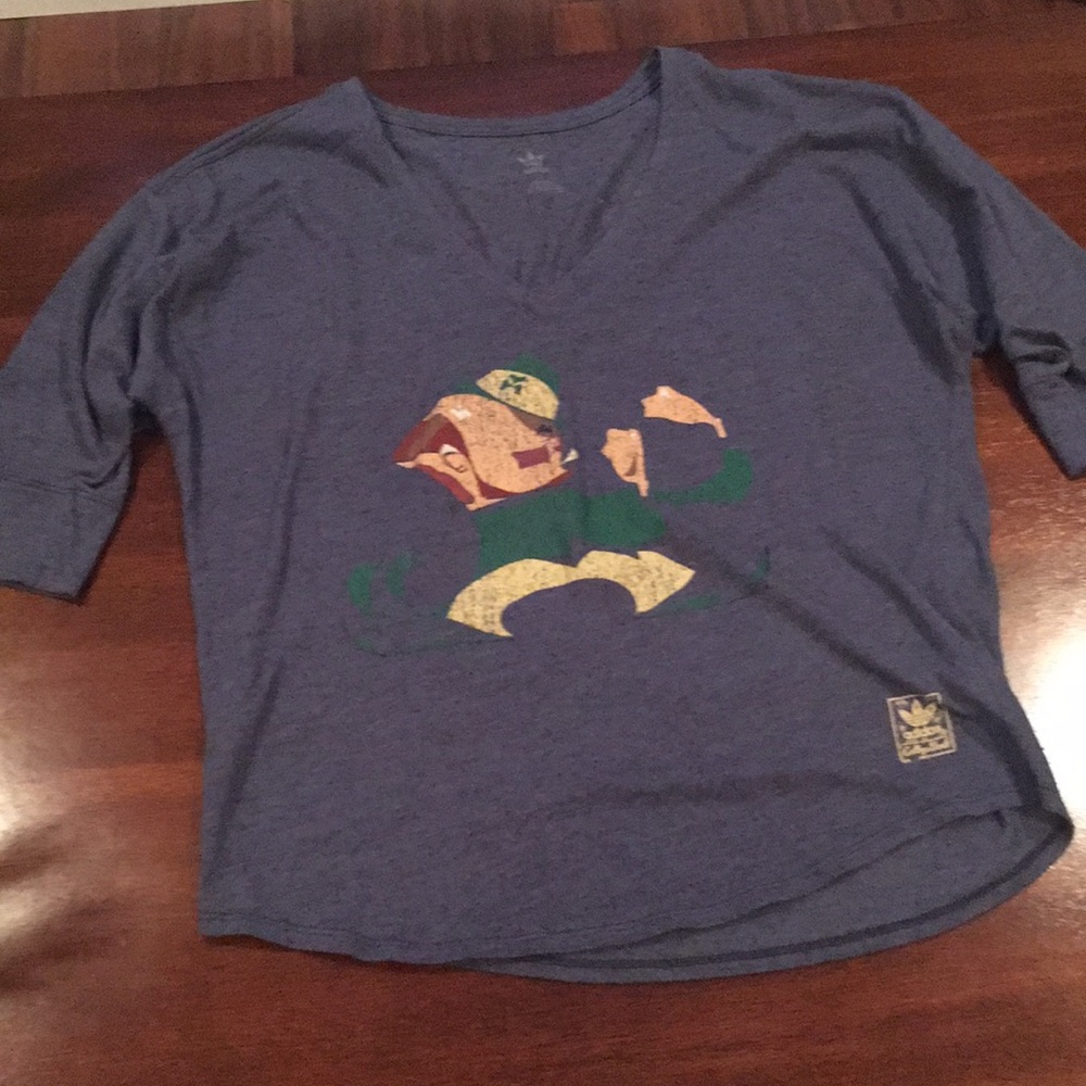 Adidas Notre Dame 3/4 sleeve shirt . Size large